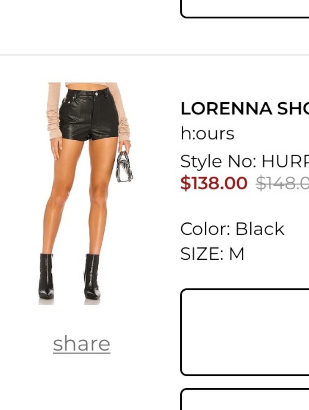 h:ours Black High-Waist Faux Leather Shorts